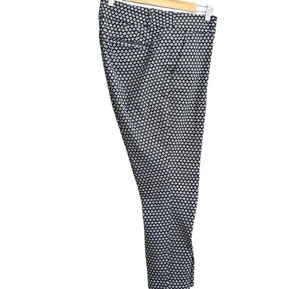 LOFT Julie Skinny Ankle Pants Black & White Geometric Print Size 10 - Picture 2 of 10